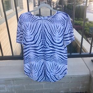Equipment Riley Zebra Print Silk Top Size Small